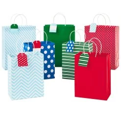 Hallmark 9.7" And 13" Assorted Colorful 7-Pack Gift Bags With Tags