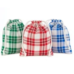 Hallmark 10" Assorted Plaid 3-Pack Fabric Gift Bags