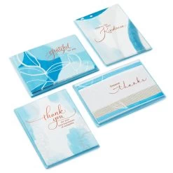 Hallmark Blue Watercolor Assortment Blank Sympathy Thank-You Notes, Pack Of 24