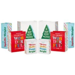 Hallmark Bright Wishes 8-Pack Christmas Gift Bags, Assorted Sizes And Designs