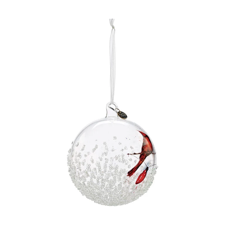 Cardinals On Light String 2023 Blown Glass Ornament - Image 2