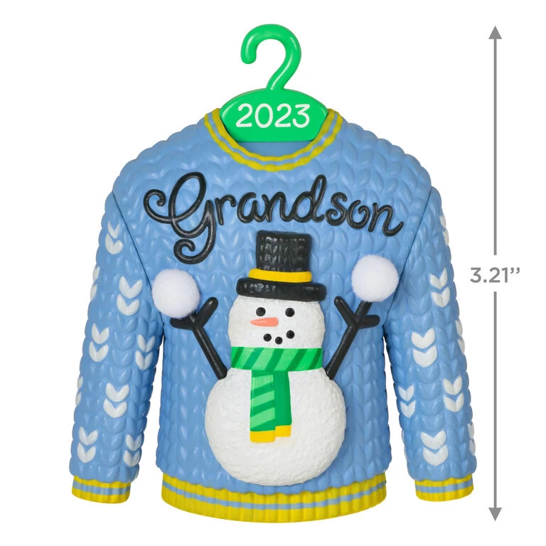 Hallmark Grandson Christmas Sweater 2023 Ornament - Image 3