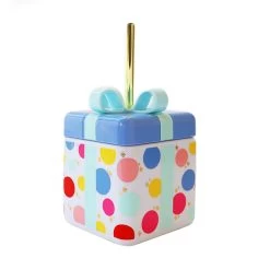 Packed Party Be A Gift Present-Shaped Tumbler With Straw, 18 Oz.