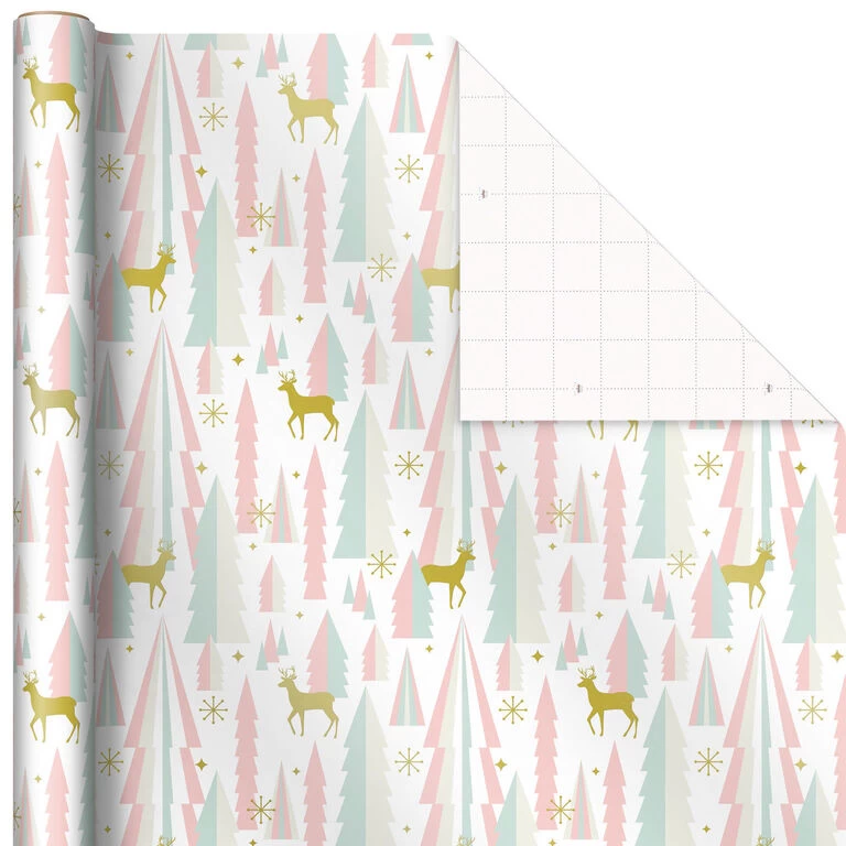 Hallmark Pink And Mint Assorted 3-Pack Christmas Wrapping Paper, 120 Sq. Ft. - Image 3