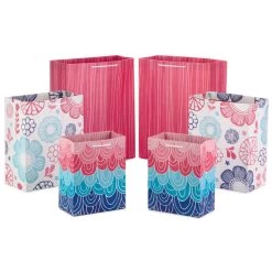 Hallmark Pretty Patterns Assorted Sizes 6-Pack Gift Bags