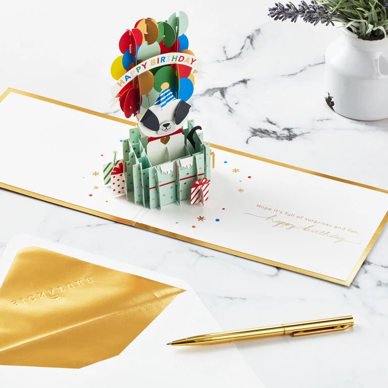 Hallmark It's Your Day Puppy In Present 3D Pop-Up Birthday Card - Image 6