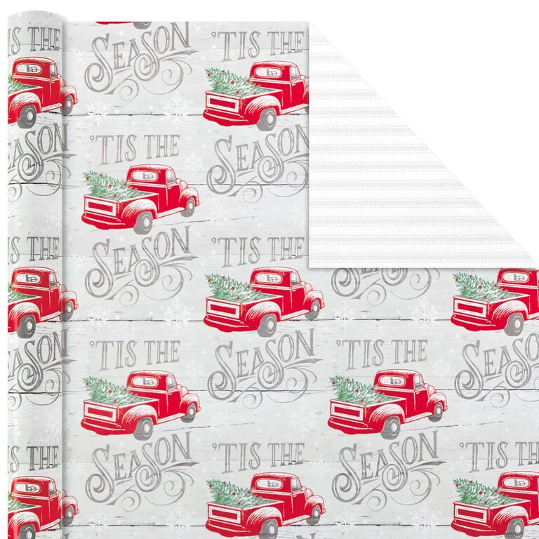 Hallmark Rustic Winter 3-Pack Reversible Metallic Christmas Wrapping Paper, 120 Sq. Ft. - Image 4