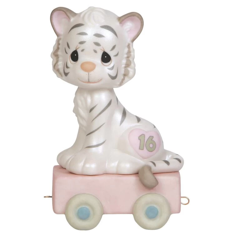 Precious Moments 16 And Feline Fine White Bengal Tiger Figurine, Age 16
